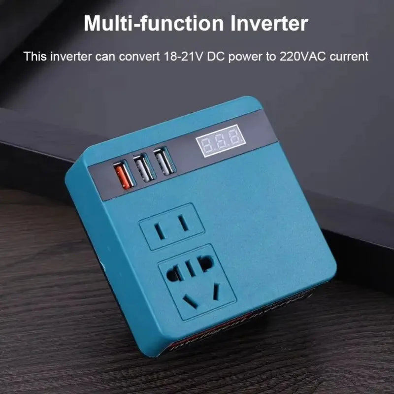 120W Lithium Battery Inverter 3 USB Ports High Power Battery Inverter Multifunction DC 21V To 220V Inverter Adapter for Makita