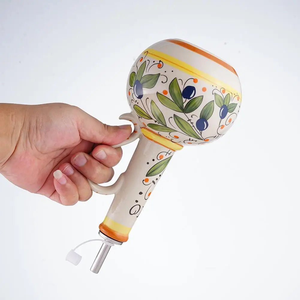 Hand-Painted Ceramic Oil Bottle Kitchen Storage Nordic Vinegar Oil Dispenser Cooking Utensil for Home Use Kitchen Seasoning Jar