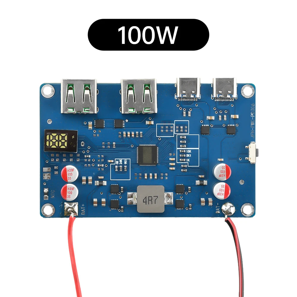 100W PD QC Power Bank Bidirectional Fast Charging Mobile Power Module DIY Power Bank 2-6S Lithium Battery Protection Motherboard