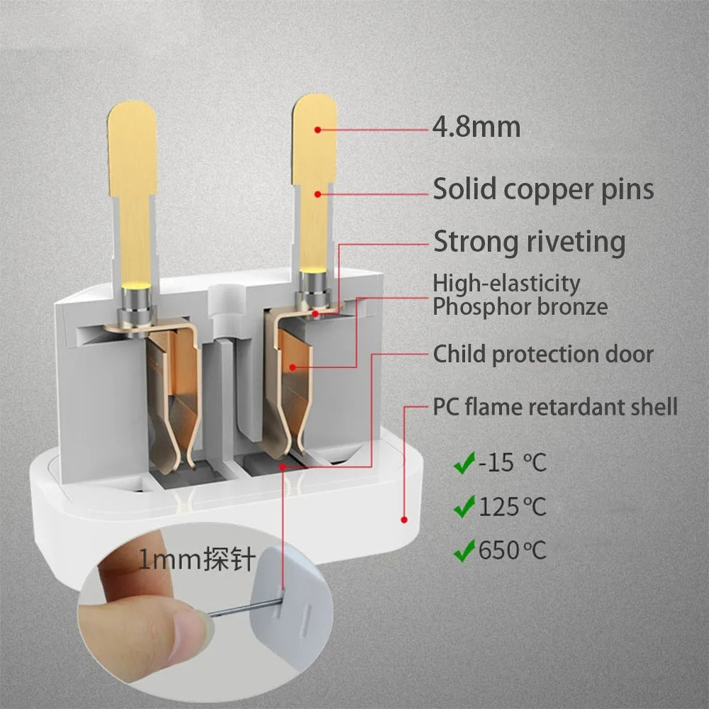 1pcs 4.8/4.0mm Power Plug Adapter US To EU Europe Plug Power Converter Travel Charge Adapter US to EU Adapter Electrical Socket