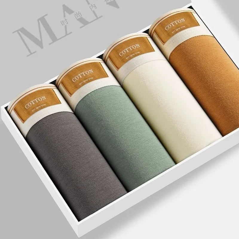 4 pcs Men Underwear Cotton BoxerShorts Hombre Panties Man Breathable Underpants Sexy Sports Comfort Male Boxers Large Size L-7XL