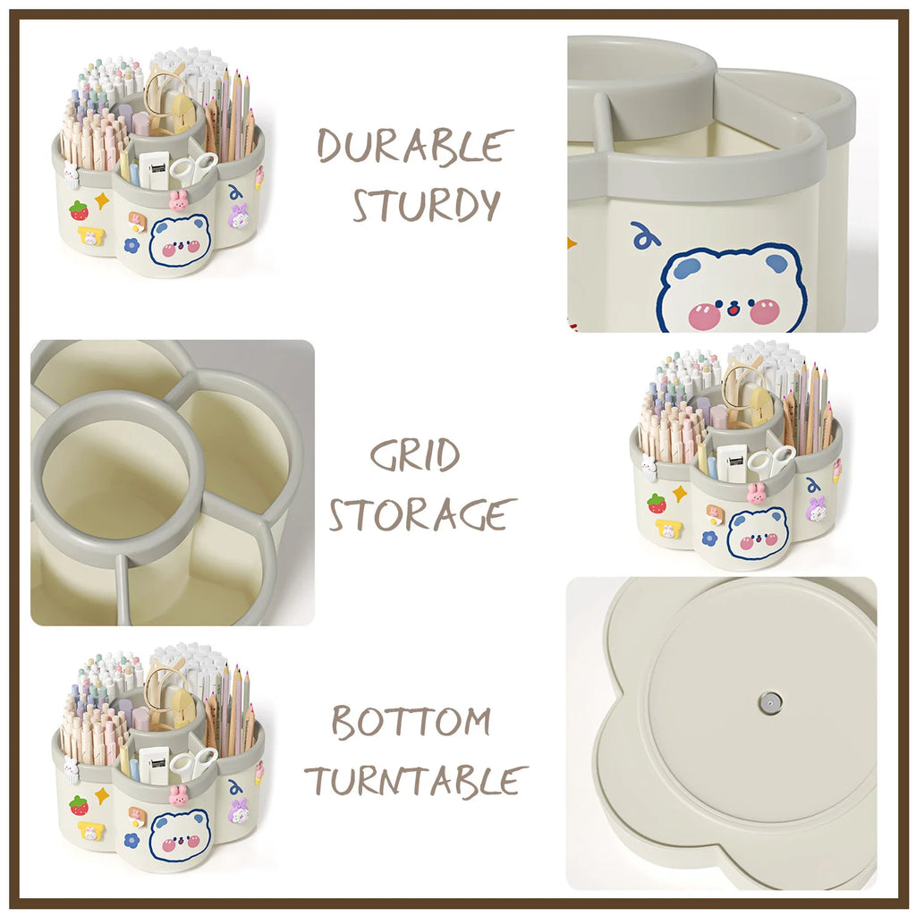 Rotating Pen Holder Desk Organizers Cosmetic Brush Organization Box Large Capacity Pen Storage Box Study Dormitory Accessories