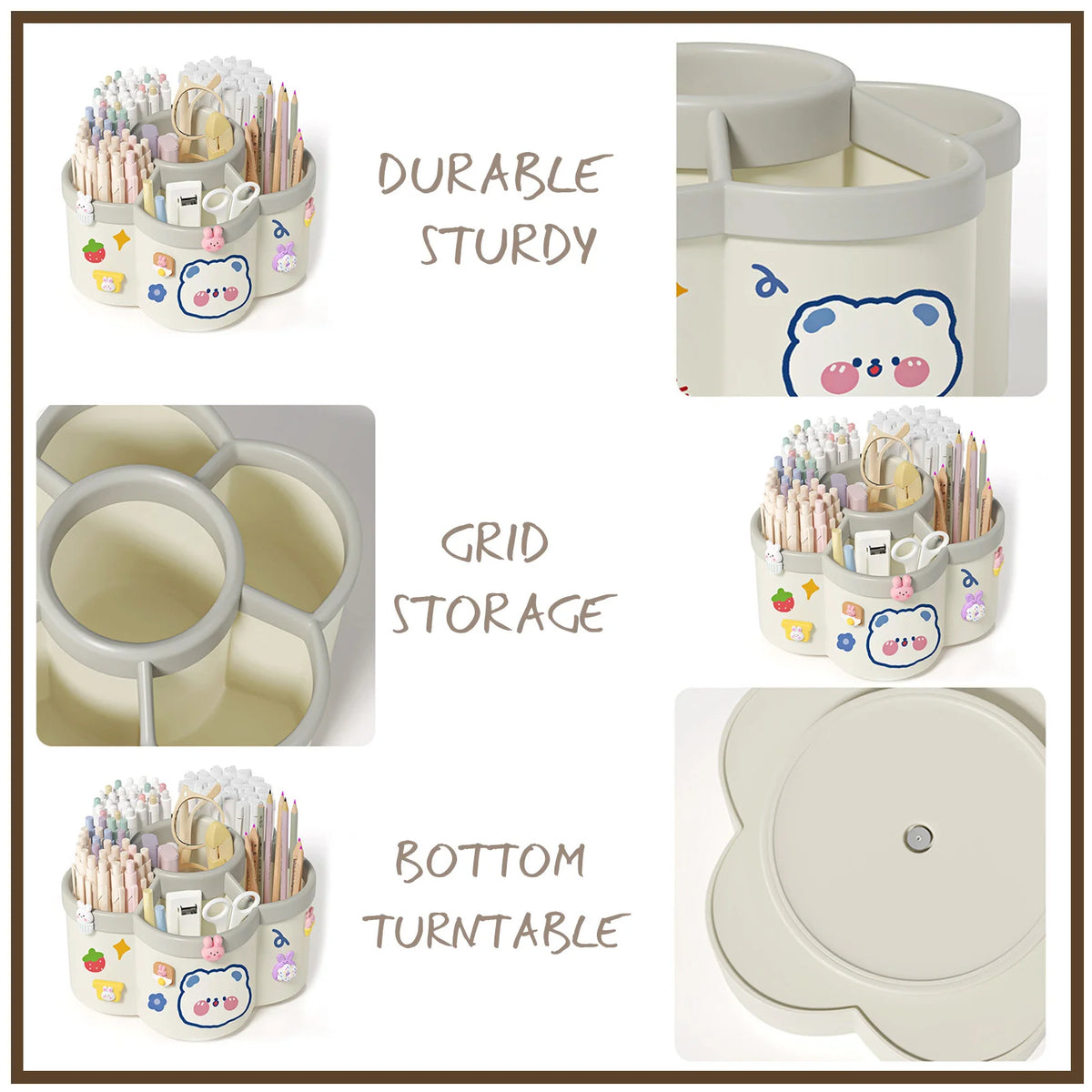 Rotating Pen Holder Desk Organizers Cosmetic Brush Organization Box Large Capacity Pen Storage Box Study Dormitory Accessories