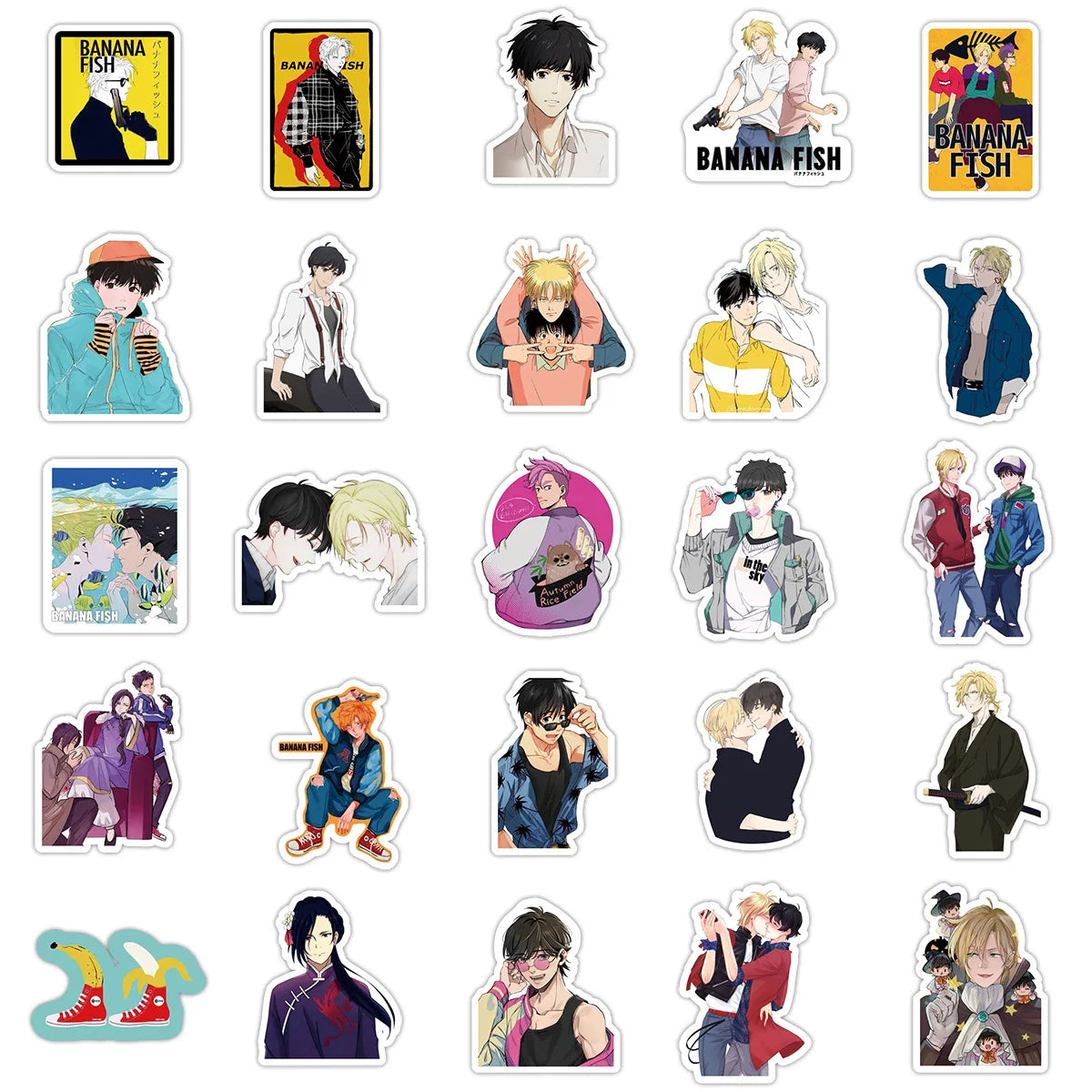 50Pcs BANANA FISH Graffiti Stickers Water Bottle Laptop Phone Bicycle Luggage Case Skateboard Children Adult Sticker