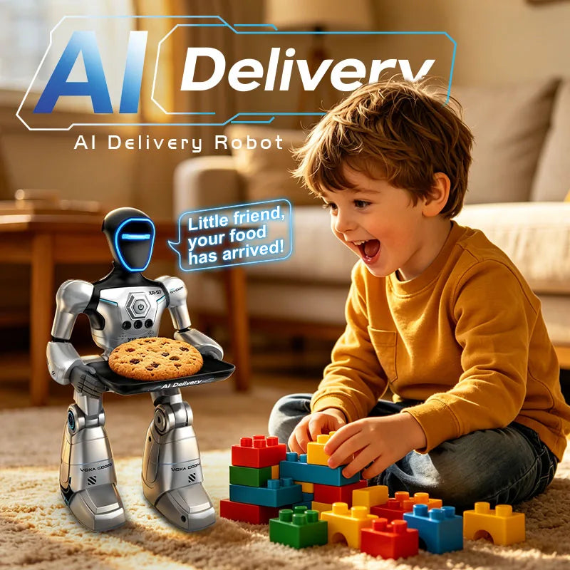 AI Smart Voice Robot Toy with Gesture Sensing & Smart Programming, Interactive Robot with Lights & Music, Perfect Gift for Kids
