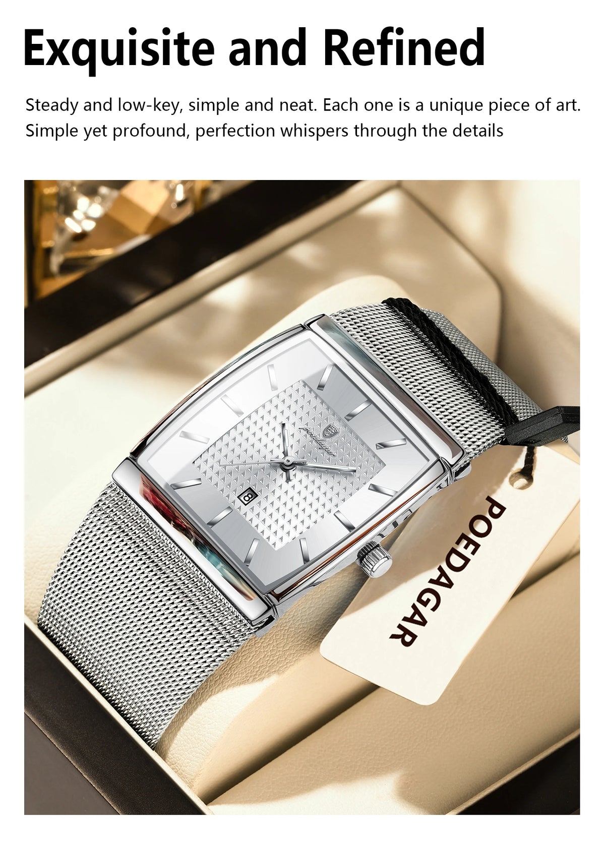 POEDAGAR Luxury Business Men's Watch Stainless Steel Mesh Waterproof Luminous Man Wristwatch Date Quartz Fashion Watches For Men