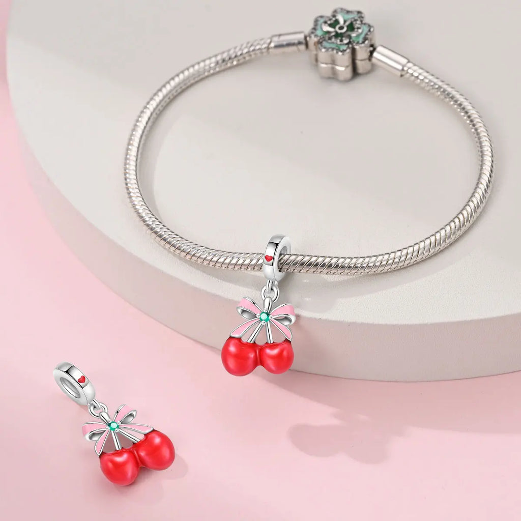 New 925 Silver Plated Strawberry Cherry Avocado Fruit Charms Beads Fit 3mm 925 Original Bracelets DIY Birthday Jewelry Gift