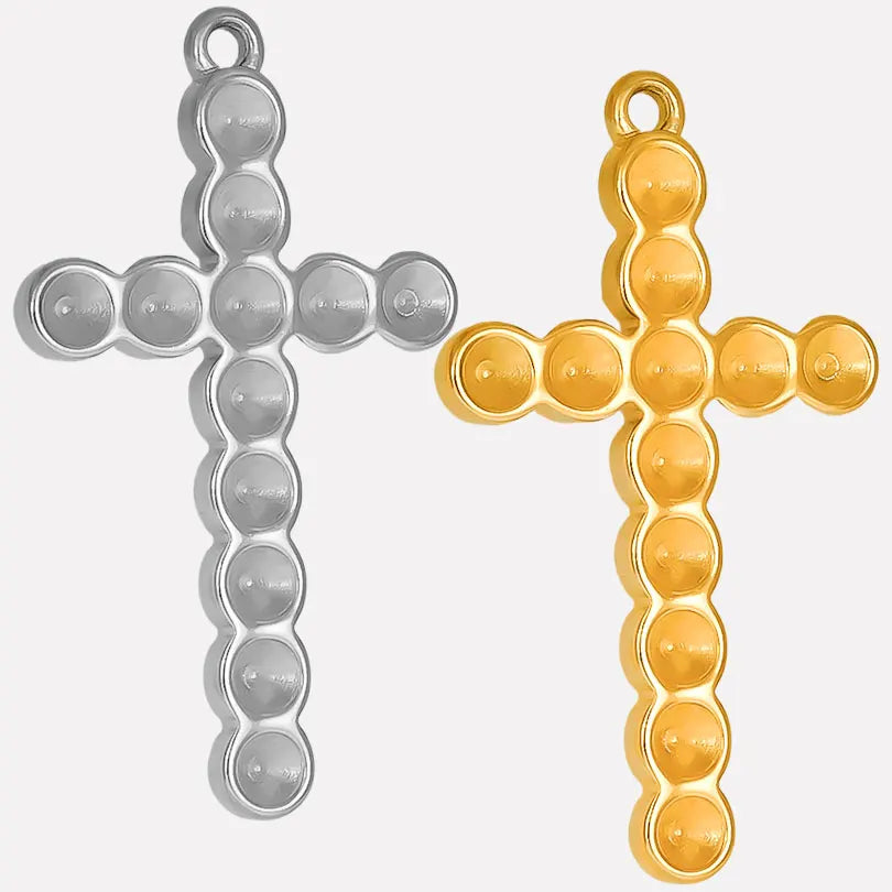 6pcs/Mix Classic Gold/Silver Color Heart Shaped Cross Irregular Shaped Pendant Stainless Steel Diy Women Necklace Accessories