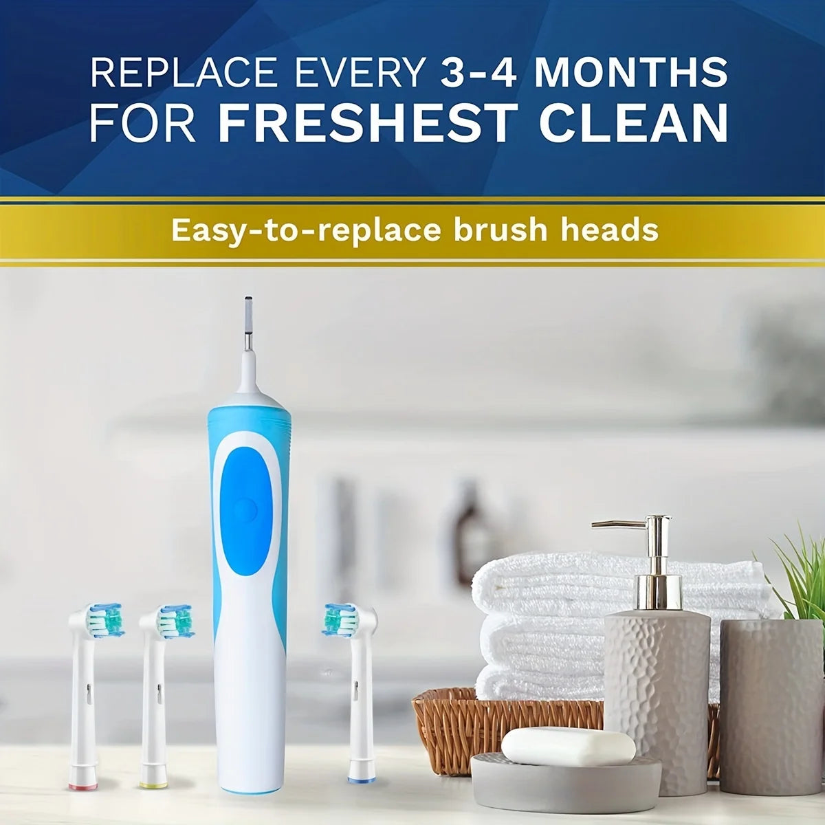 4 toothbrush heads, compatible with Braun Oral-B electric toothbrush, replacement brush heads for Vitality Pro 1000 2000