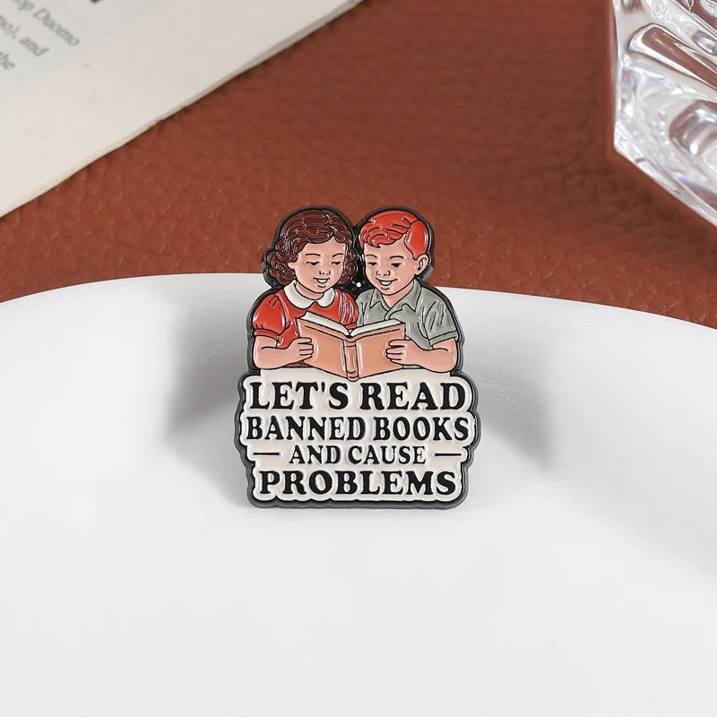 Let’s Read Banned Books Enamel Pin Banned Books Week Reader Brooch Lapel Backpack Badge Jewelry Accessories Gift for Friends