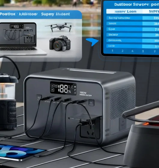 Portable Power Station 300W 256Wh Solar Generator with Power Battery for Outdoor Camping Emergency Backup Use