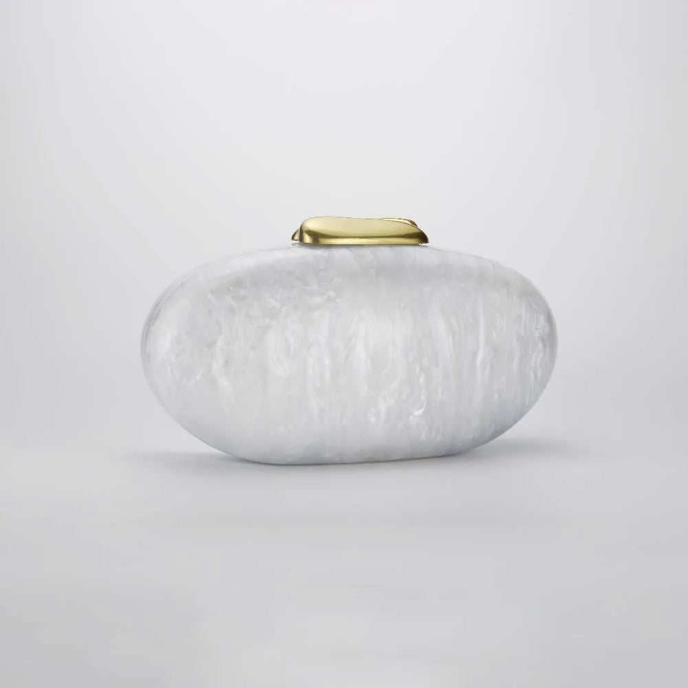 Lady Pearl Marble Brown Shell Egg Acrylic Box Clutch Purse Women Evening Purses Wedding Handbags Female Shoulder Bags Day Clutch