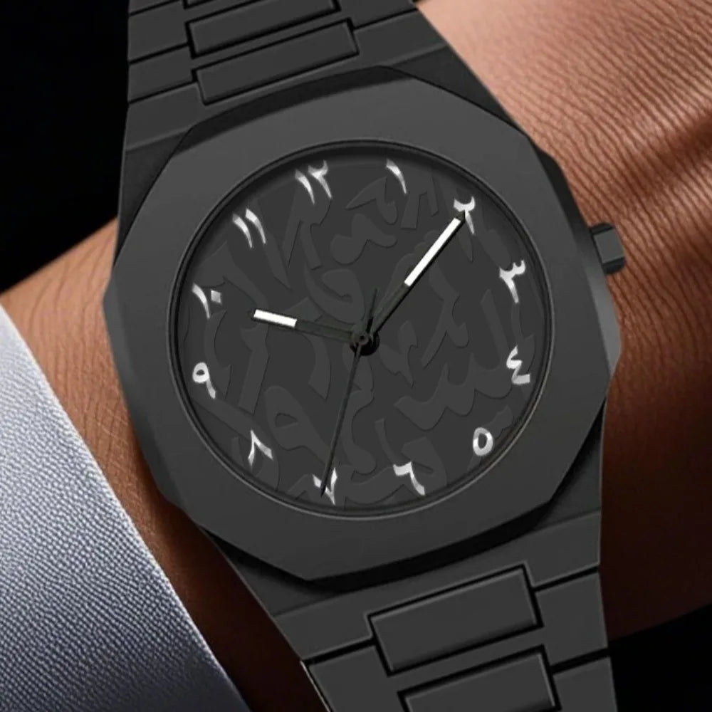 Arabic Dial Waterproof Watch Round Dial Plastic Strap Quartz Watch Exquisite Design Color Strap Business Watch Casual Wear