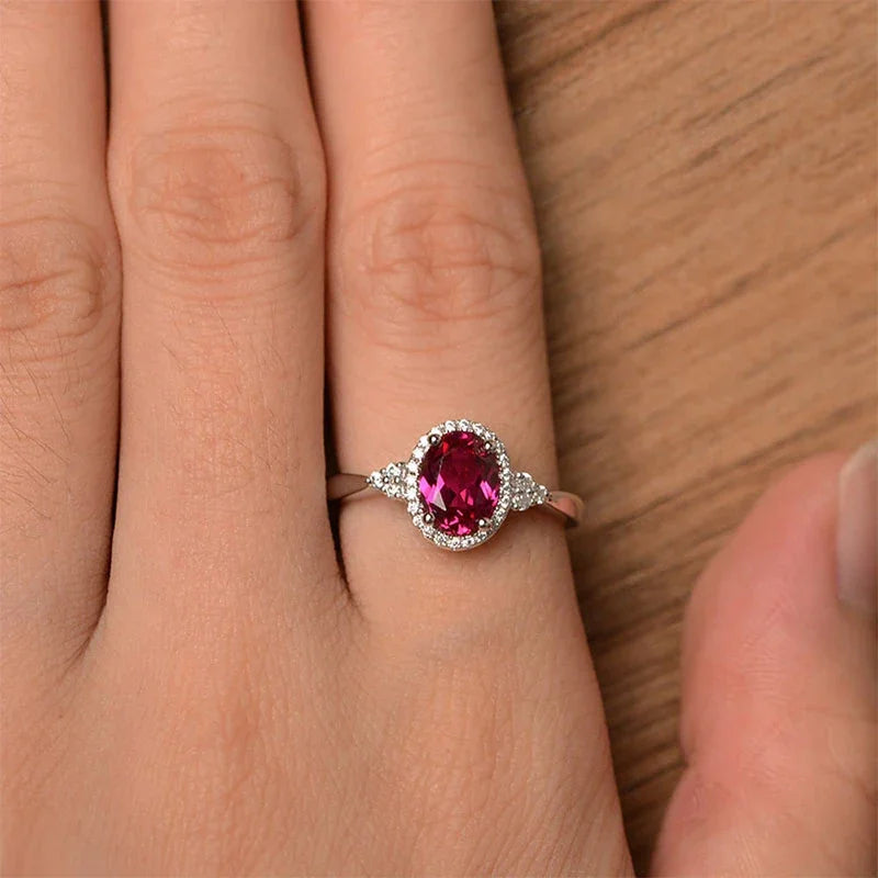 Trendy Sterling Sparkling Red Heart Stackable Ring Micro Pave Crystal CZ for Women Valentine's Day Fashion Jewelry