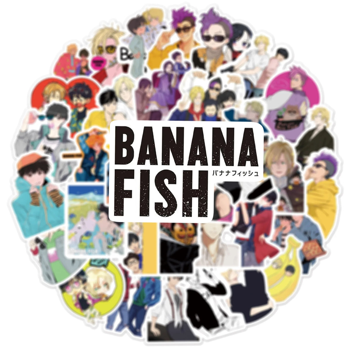 50Pcs BANANA FISH Graffiti Stickers Water Bottle Laptop Phone Bicycle Luggage Case Skateboard Children Adult Sticker