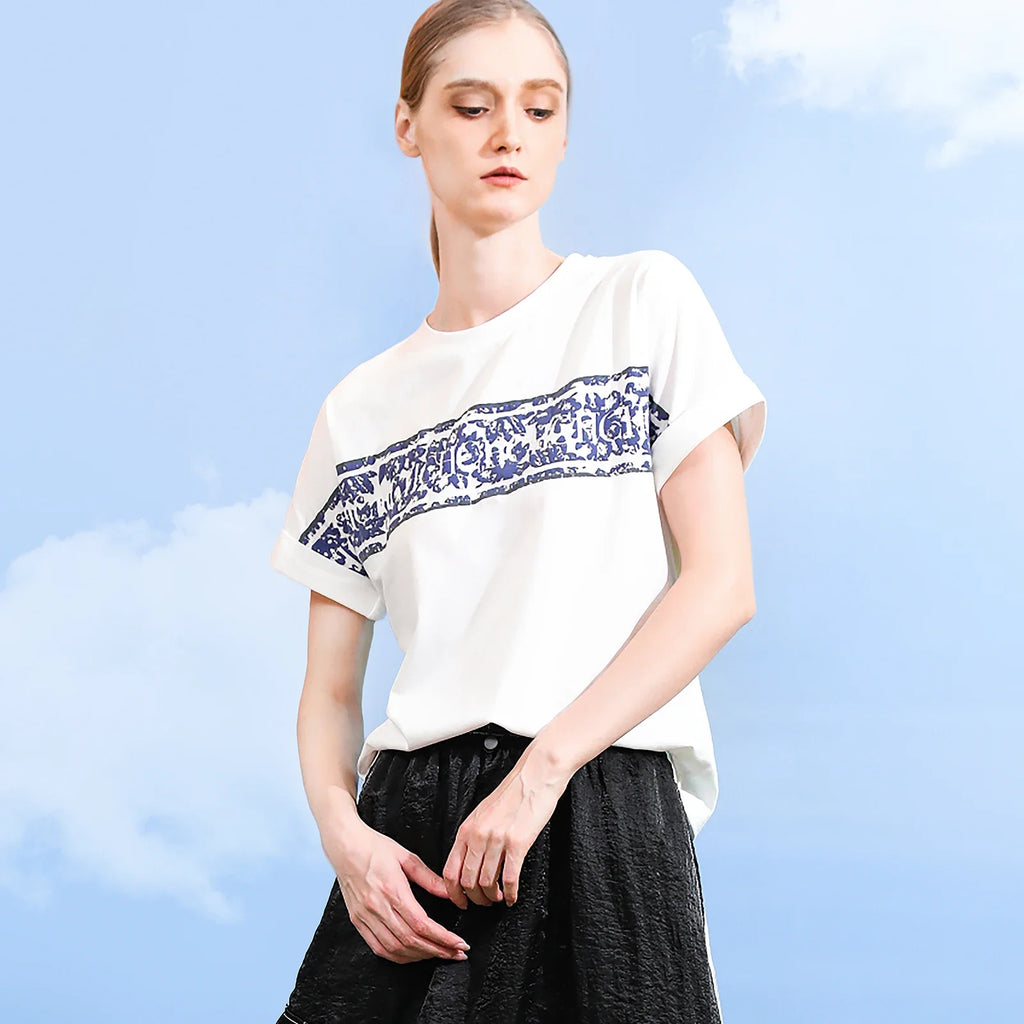 Female T-Shirts Short Sleeved Tees Casual New White Tops Women\\\'s T-Shirts Summer Vintage Fashion Ladies Cotton Tops