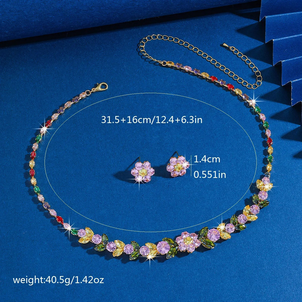 3 Pieces of Zircon Wheat Ear Earrings, French Elegant Necklace, Earring Jewelry Suitable for Dinner Parties, Weddings, and Parti