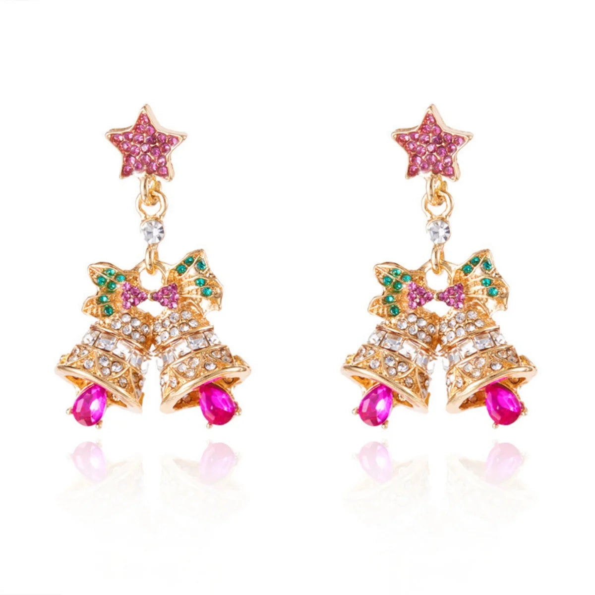 Christmas Earrings Rhinestone Imitation Pearl Snowflake Xmas Tree Star Bell Drop Holiday Dangle Party Jewelry Gift For Women Men