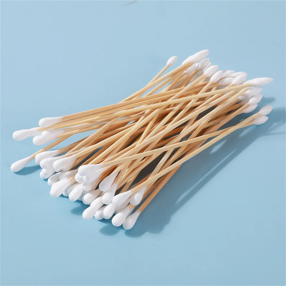 100/300/500pcs Double Pointed Cotton Swab Applicators - 6 Inch Long Cotton Swabs for Tattoo, Cleaning, Makeup & Ear Cleaning