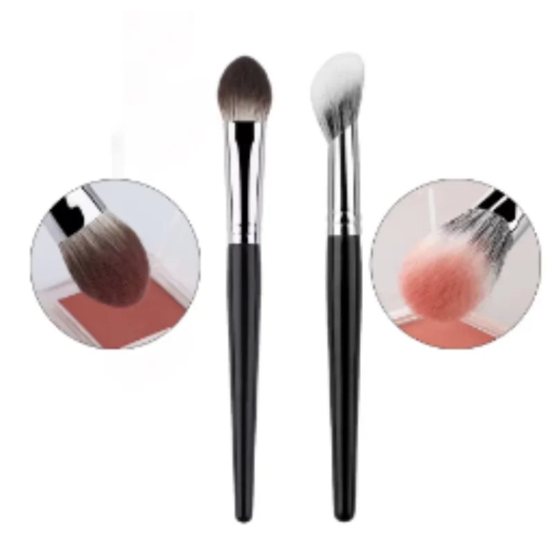Pincel de Blush em Forma de Coração Pêssego 1/2 Peças Pincel de Maquilhagem Compacto Plano e de Precisão Aplicador Cosmético para Blush em Pó, Creme e Líquido
