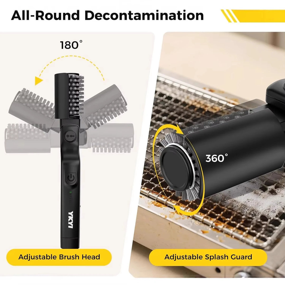 TINSOL Electric BBQ Cleaning Brush, Wireless Rechargeable Rotatable Foldable Heavy-Duty Oil Cleaning Brush for Grills