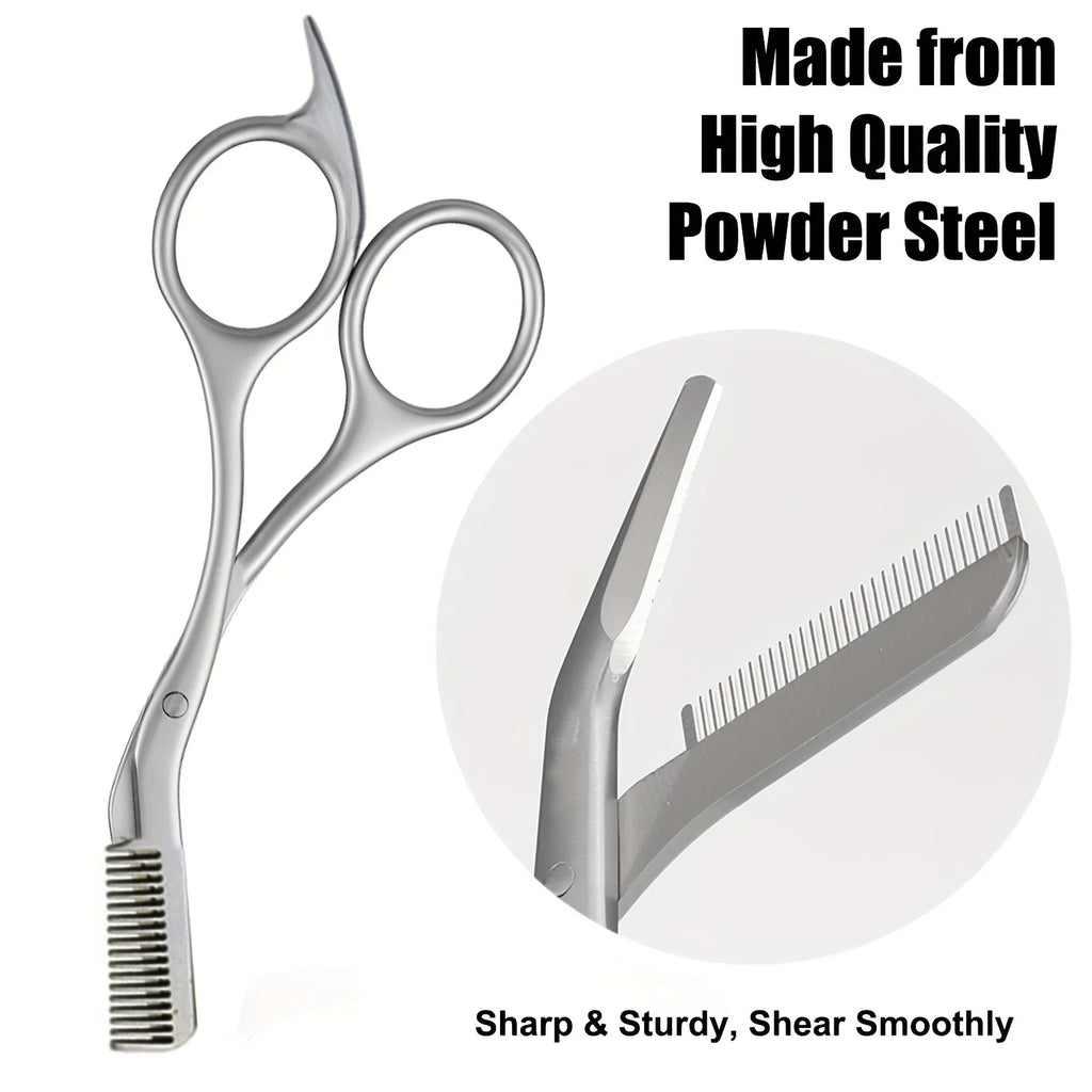 Eyebrow Scissors for Men And Women Makeup Tools One Metal Texture with Comb Eyebrow Razor Beauty Scissors Stainless Steel