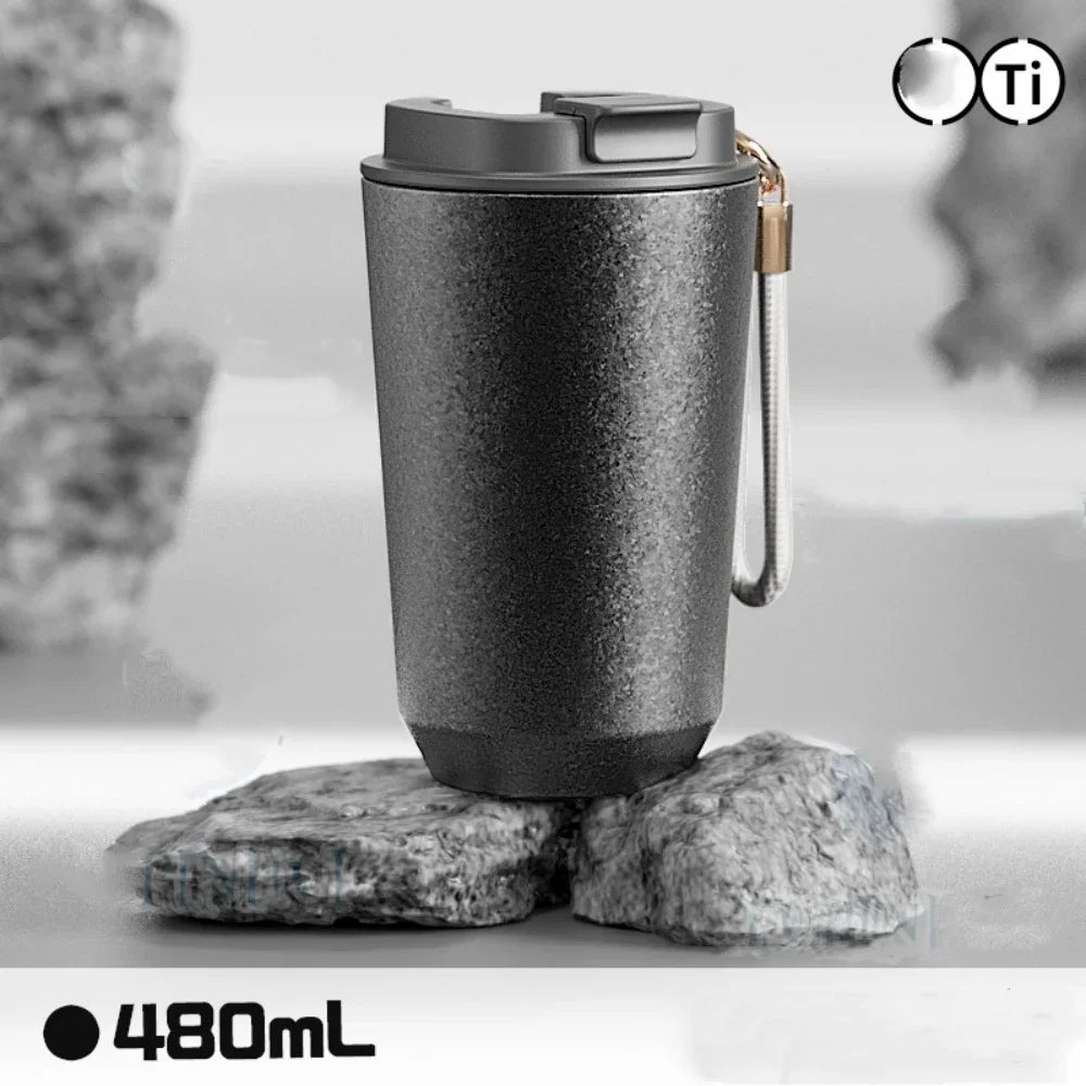 Titanium Liner Travel Coffee Mug Tumbler with Lid Reusable Insulated Thermal Cup Keep Cold Hot