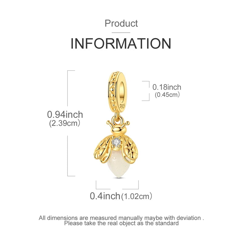 Original 925 Sterling Silver Charm Bead Golden Series Zircon Pendant Fit Original Bracelet Necklace For Women DIY Jewelry Gift