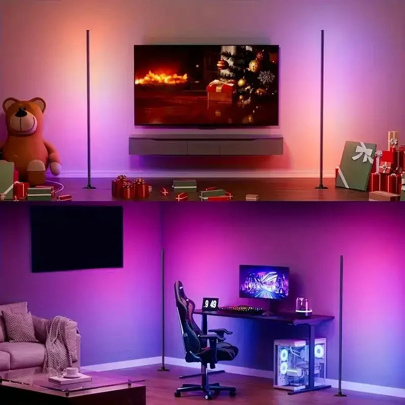 Smart RGB LED Floor Lamp with Remote Control and USB Port, APP-Controlled Ambient Light for Living Room Bedroom
