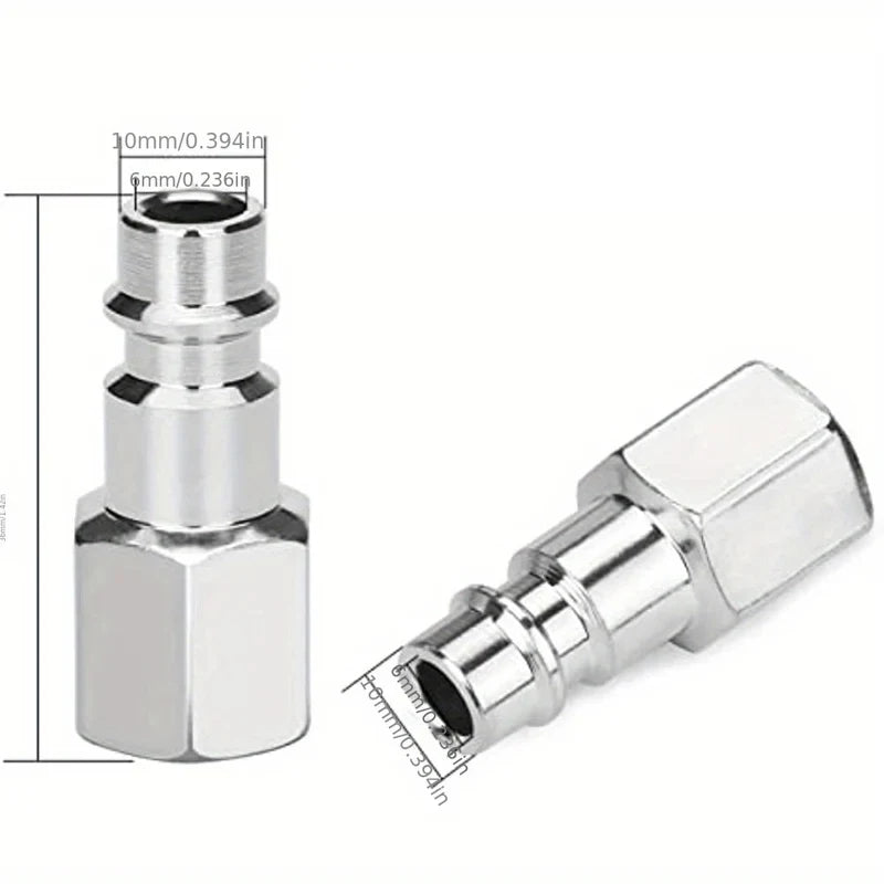 10Pcs 1/4" BSP Euro Air Compressor Quick Connect Fittings, Zinc Plated Steel Air Hose Coupler Male Female Quick Release Air Tool