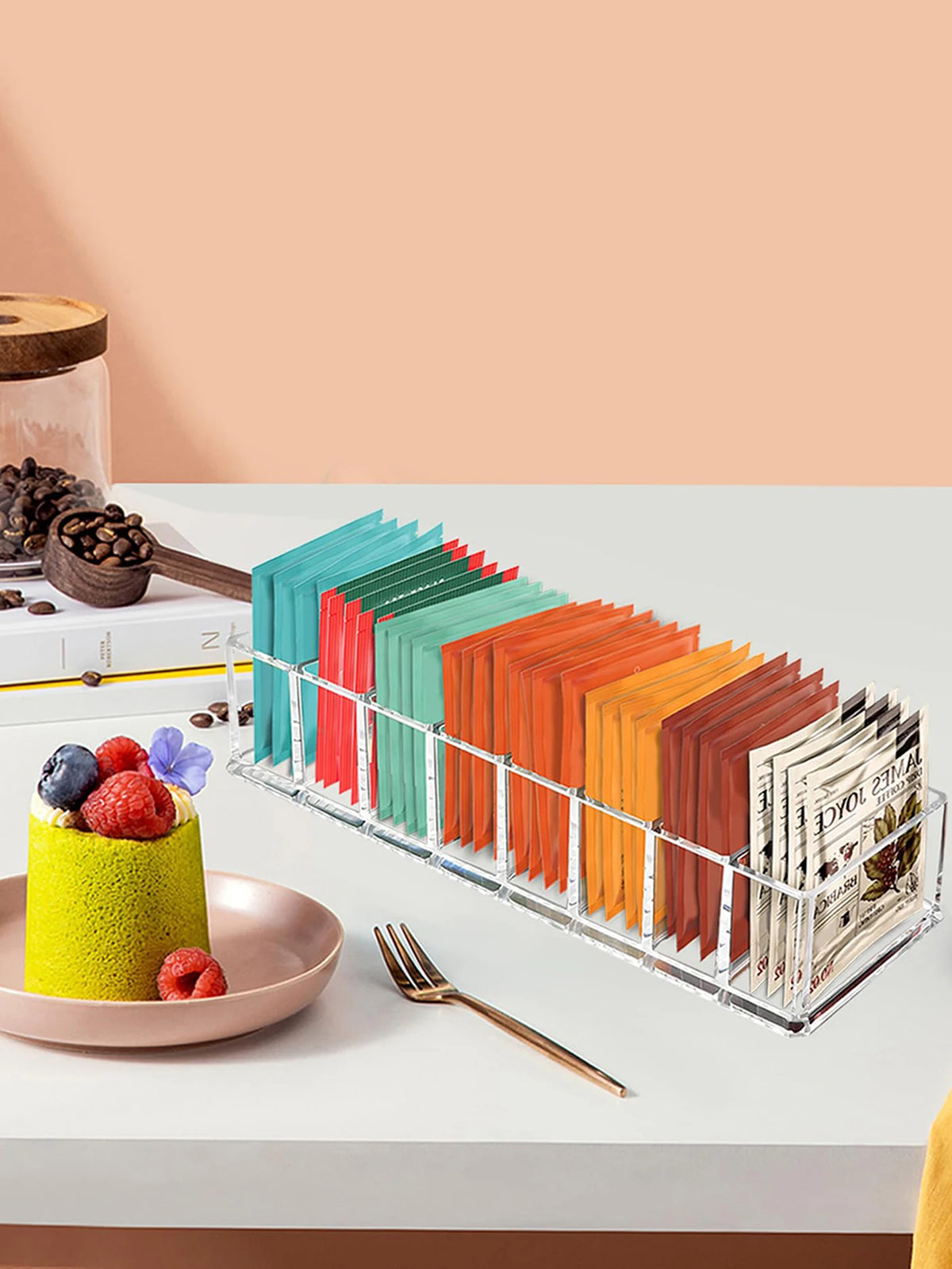 Tea Bag Storage Box Kitchen Storage Drawer Basket Cabinet Countertop Storage Box Coffee Tea Sugar Storage Supplies