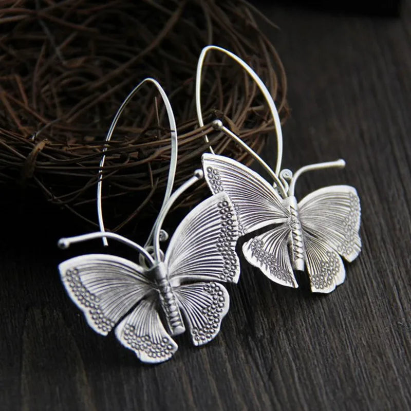 Retro Butterfly Earrings Simple Atmosphere Style Earrings Temperament Fashion Minority Design Ear Jewelry Women's New Style