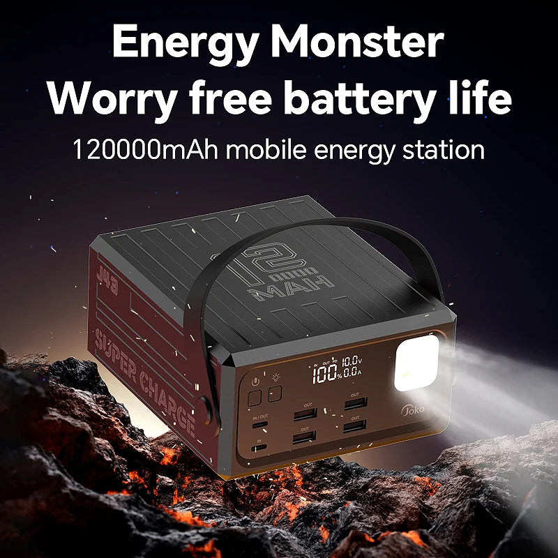 120000mAh Power Bank PD 30W Large Capacity Battery  Pack Fast Charge Portable Spare Auxiliary Battery With LCD Powerbanks Pack