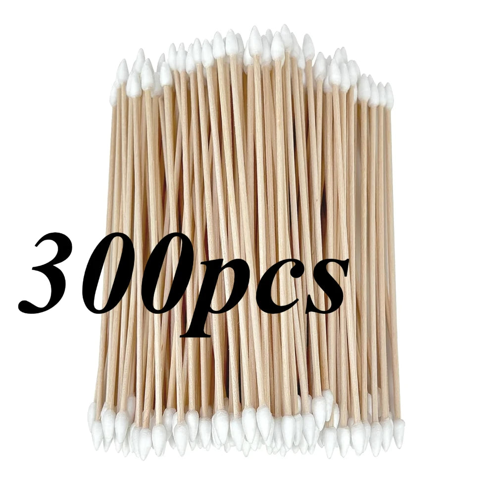 100/300/500pcs Double Pointed Cotton Swab Applicators - 6 Inch Long Cotton Swabs for Tattoo, Cleaning, Makeup & Ear Cleaning