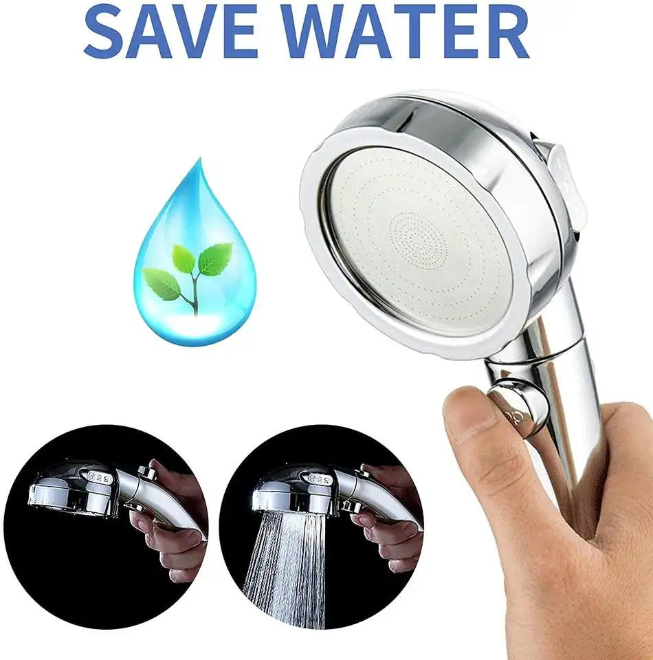 Large Flow High Pressure Shower Head Silver 3 Modes Eco Water Saving Spray Nozzle Massage Rainfall Pressurized Bathroom Shower