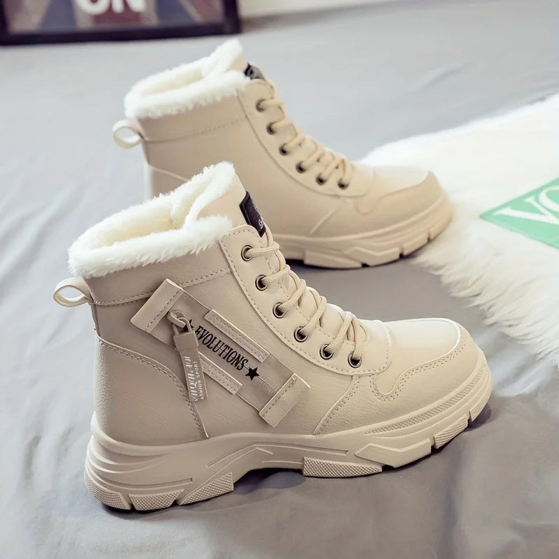 Botins de Senhora, Botins Curtos, Botas de Inverno com Forro Espesso e Isolamento, Elegantes e Versáteis, Botas de Inverno de Sola Grossa