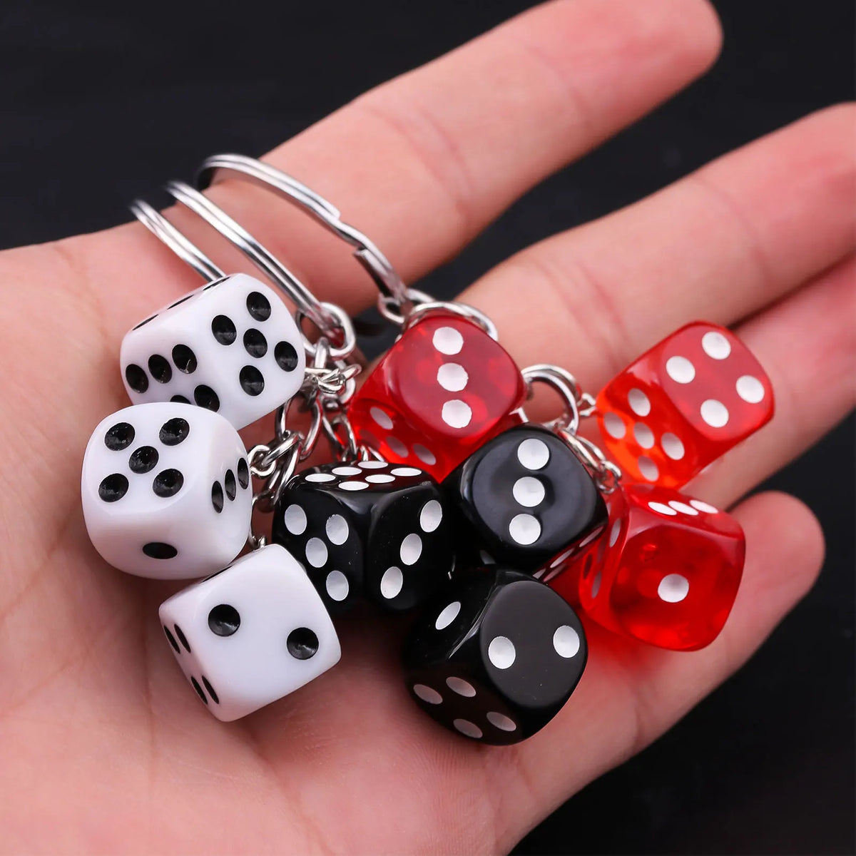 Creative Small Accessory for Car Keychain Mini Pendant Backpack Hangings Keyring Originality Acrylic Dice Key Chain Ring Gift