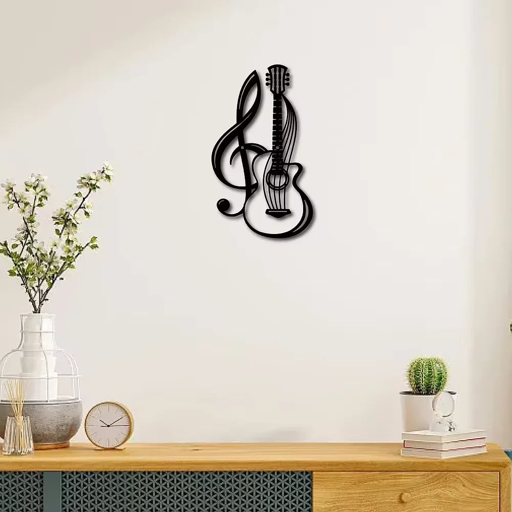 1 unidade de placa de parede em metal - Padrão de nota musical e violino. Decoração de parede em arte de ferro. Para jardim, cozinha, hotel e varanda. Decoração de casa