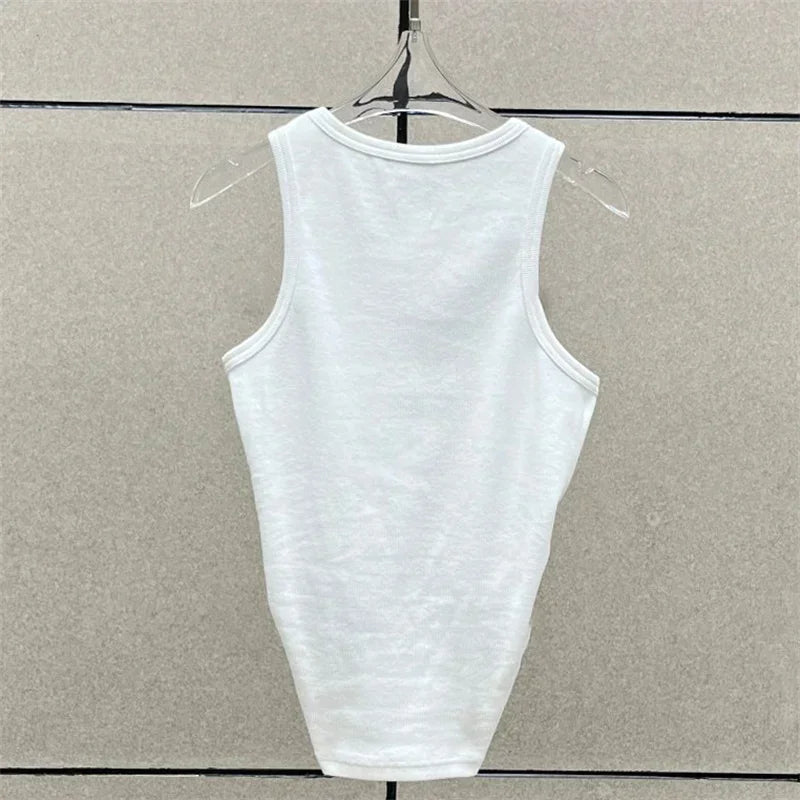 Women t-shirts New twisted flower knotted sleeveless top for summer 2025 Elastic slim pure cotton women's vest corset crop top