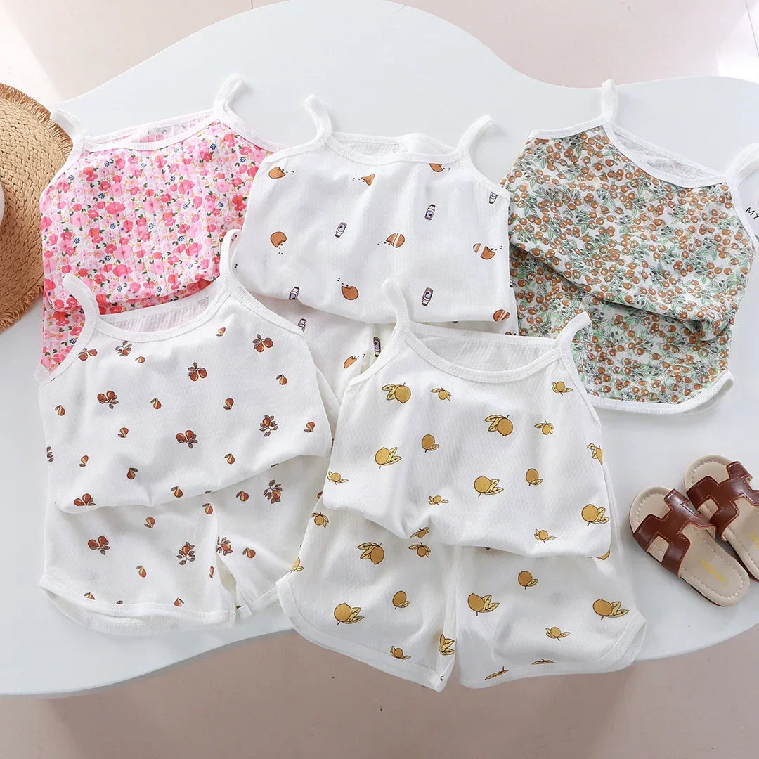 Cotton Camisole Top+Shorts Suits For Infant Girl's Clothes Baby 1st Birthday SetsSummer Newborn Baby Girl Clothing Outfits Sets