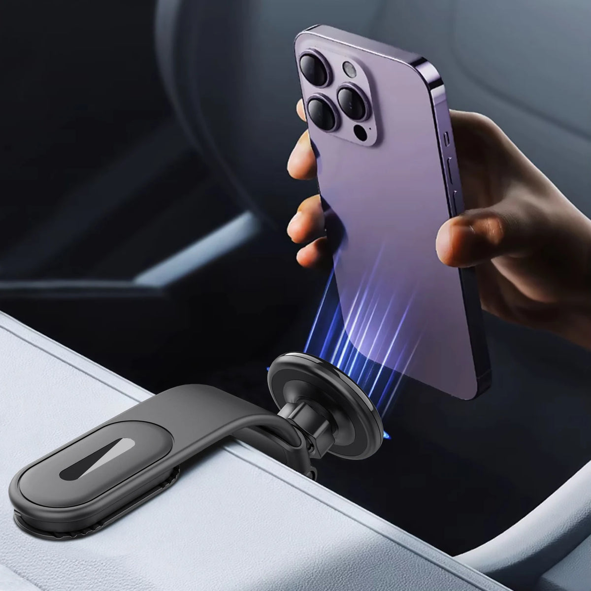 Bendable Aluminum Arm Magnetic Car Phone Holder Universal Car Dashboard Cell Phone Mount for MagSafe iPhone 17 16 Xiaomi Huawei