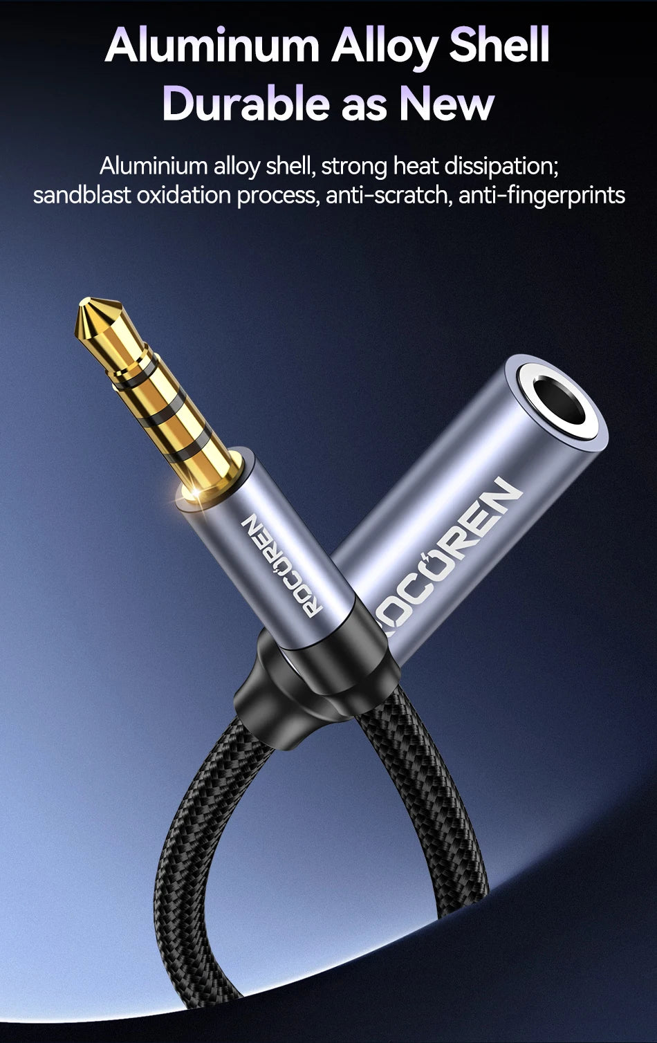 Rocoren AUX Cable 3.5mm Jack Male to Female Audio Extension Speaker Cable Converter for Phone Headphones Laptops Tablets Adapter