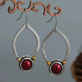 Vintage Red Stone Pendant ladies' Earrings Oval Antique Metal Jewelry