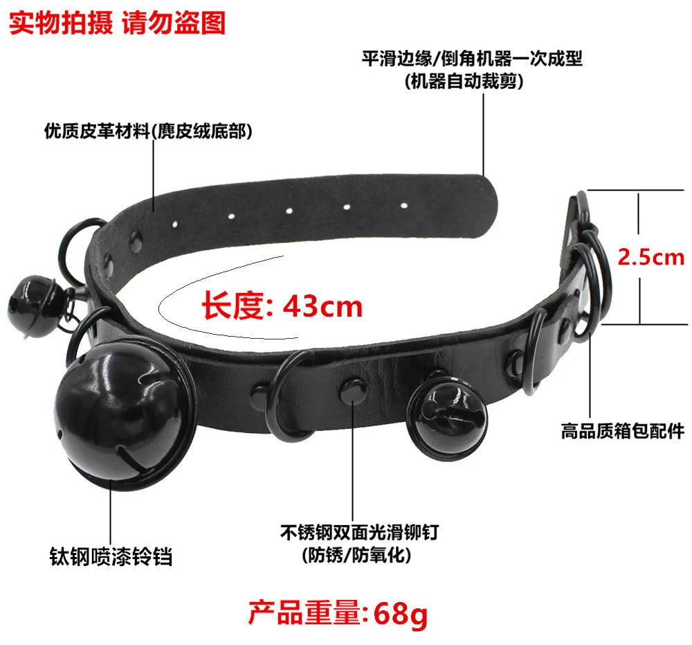 DIEZI Harajuku Punk PU Leather Choker Clavicle Chain Necklace For Women Gothic Black Bell Pendant Torques Necklace Men Jewelry