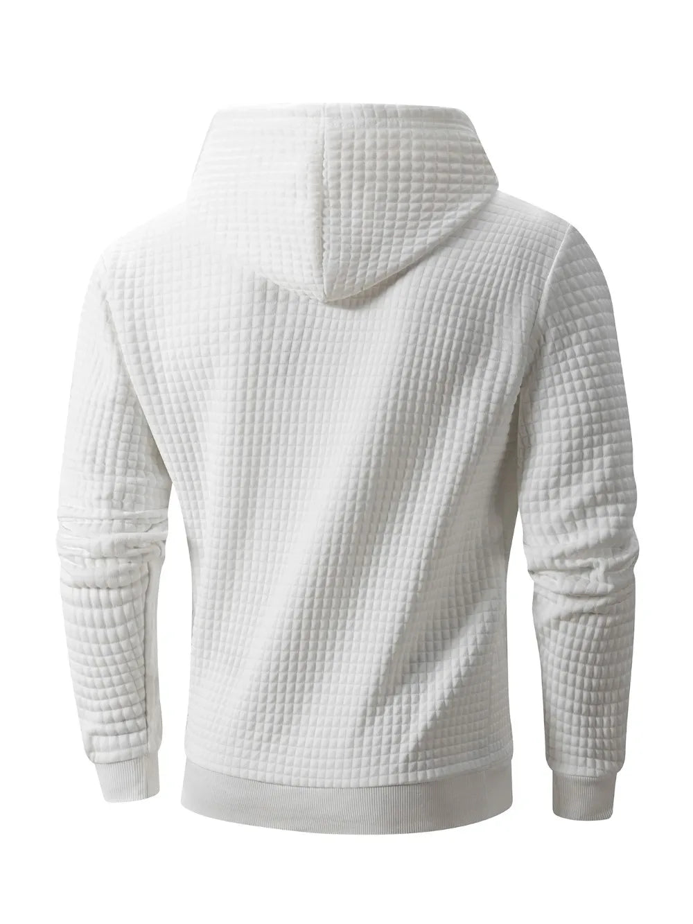 Men's Waffle Pattern Hoodie Autumn/Winter Casual Solid Pullover Warm Sweatshirt Loose Outdoor Sports Hoodie Tops Men's Clothing