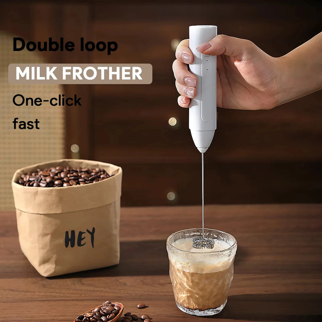 Wireless Milk Frother for Coffee, Electric Handheld Mixer with Cappuccino Maker, Mini Egg Beater for Cooking and Milk Foam