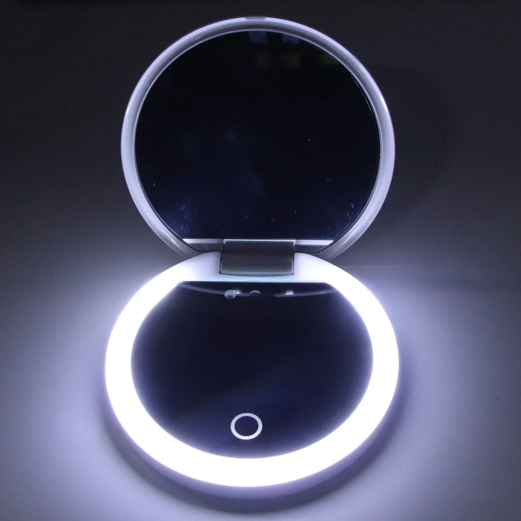 UV Mirror Sunscreen Testing Camera with Light 2X Magnification Travel Makeup 3.5in Pocket Size L