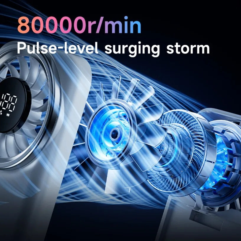 Mini Handheld Turbo Fan 100 Speed Portable USB Rechargeable with LED Digital Display 80000RPM Pocket Fan for Outdoor Travel