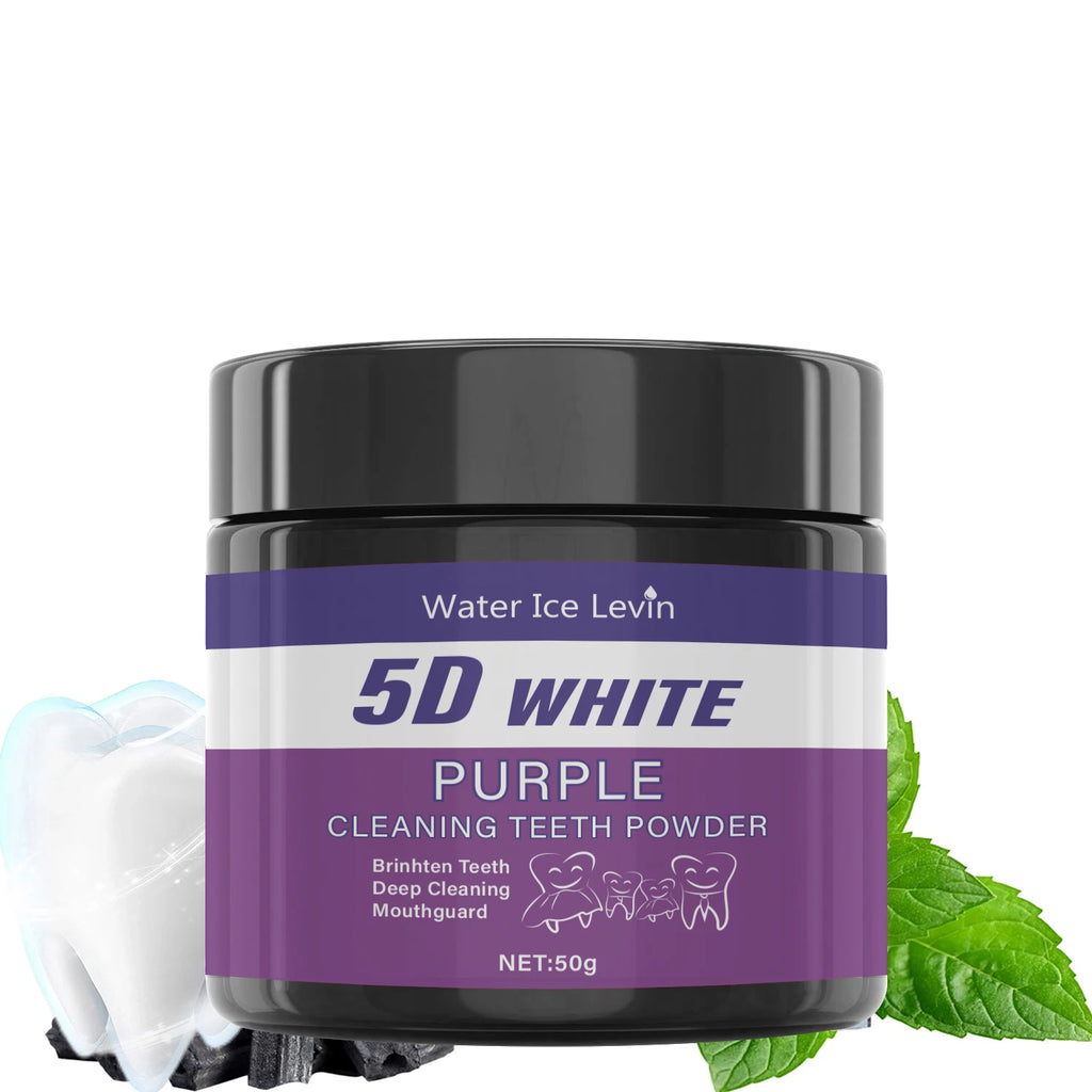 Purple Tooth Cleaning Powder - Sulfate-Free, Deep Cleaning and Polishing, Whitens Teeth in 5 Days, Portable for Daily Use and Travel