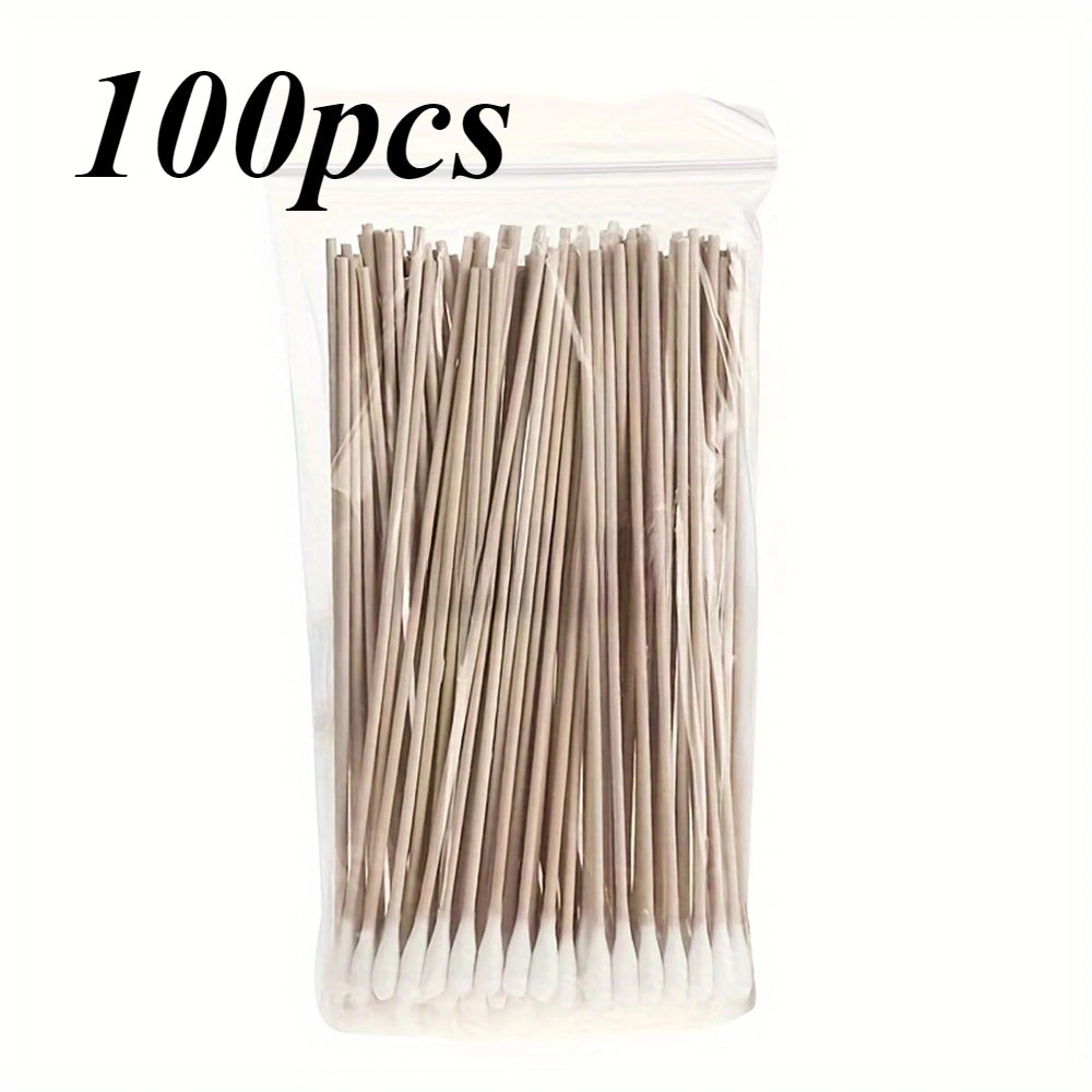 100/300/500pcs Double Pointed Cotton Swab Applicators - 6 Inch Long Cotton Swabs for Tattoo, Cleaning, Makeup & Ear Cleaning